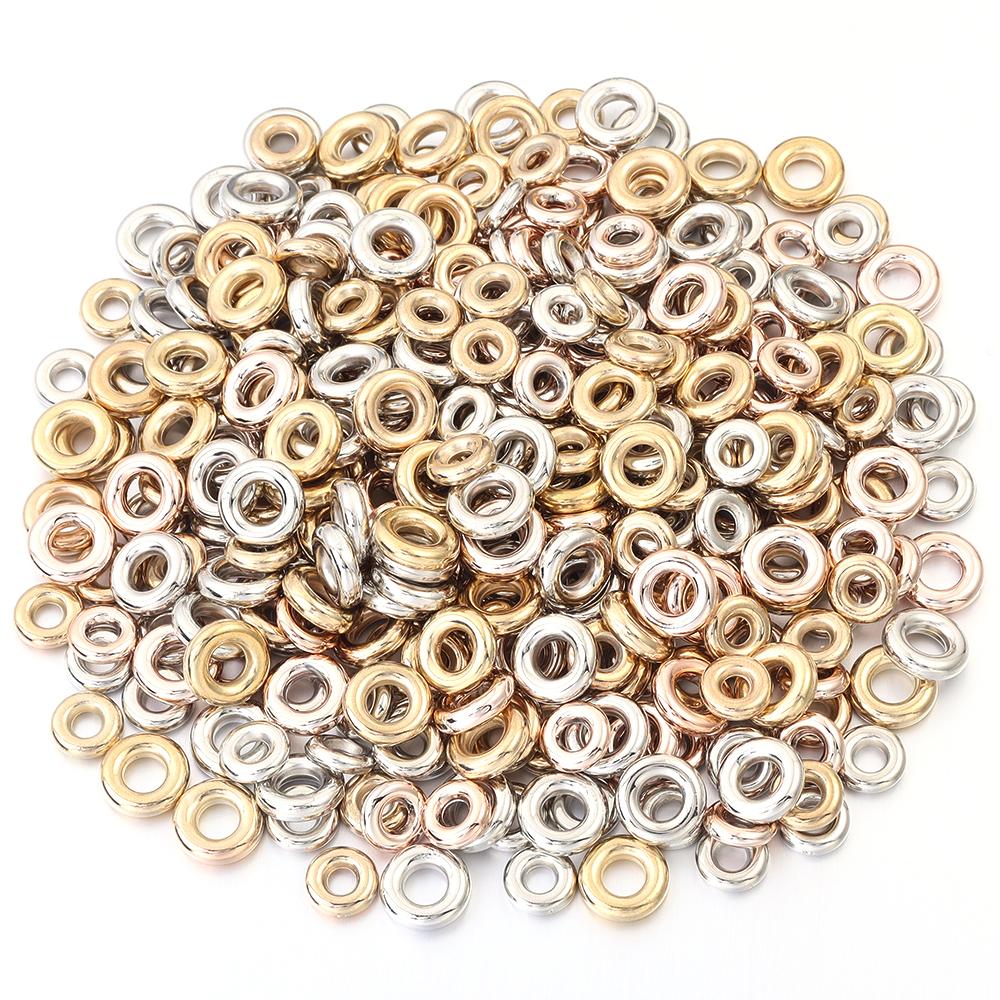 50-100pcs/lot CCB Spacer Beads KC Gold Big Hole Loose Rings Beads For Jewelry Making DIY Bracelet Necklce Accessories Inner4/6mm