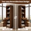 Mobile da Bagno Alto Autoportante, Frontali a Scanalature Verticali, Porta Reversibile Sinistra-Destra, Cassetto, Cerniere Soft-Close, 40×36×172 cm, Colore Noce