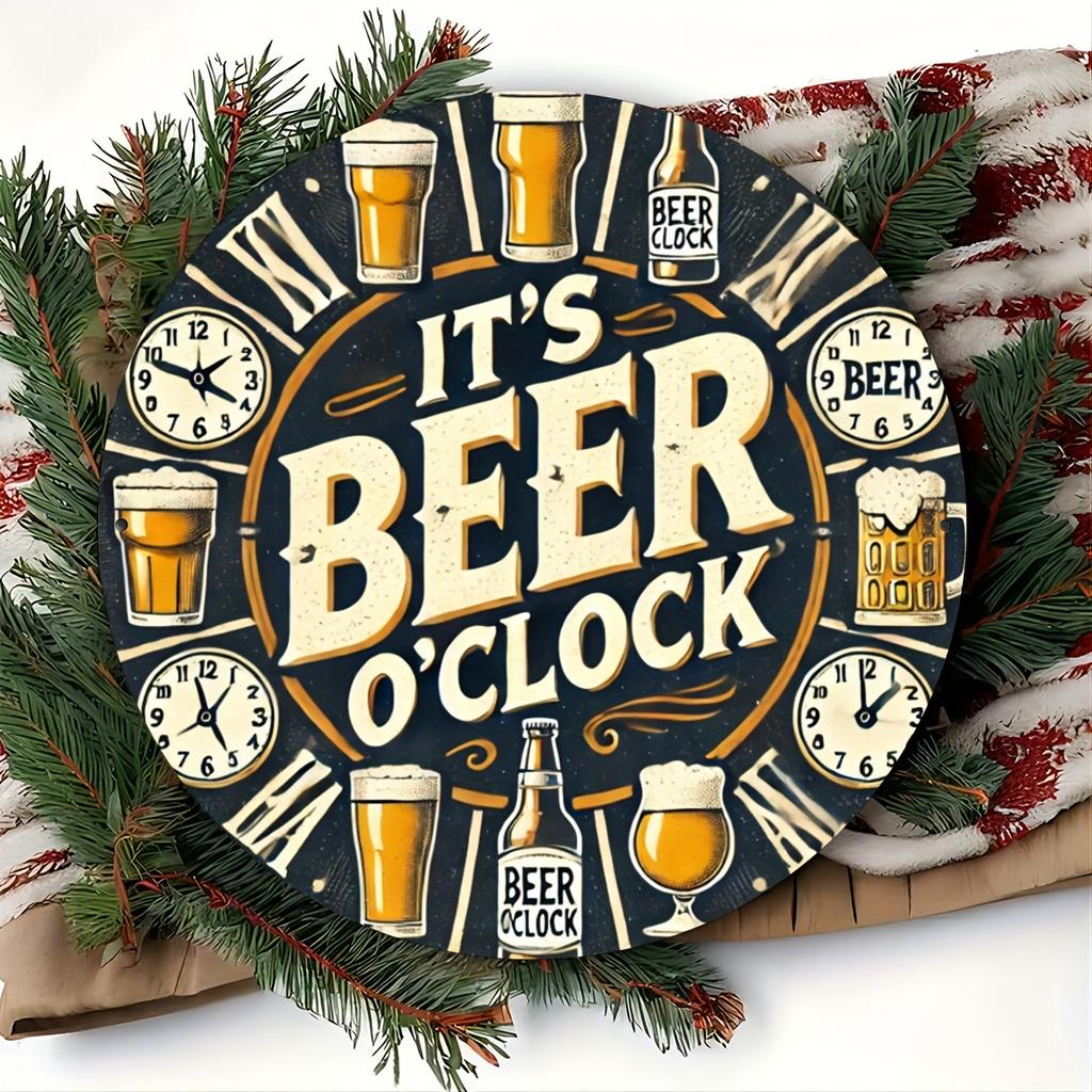 Hochauflösende Metalldose Schild Es ist Bierzeit Vintage Runde Wandkunst Dekoration für Bar Pub Man Cave und Heimbar Dekoration