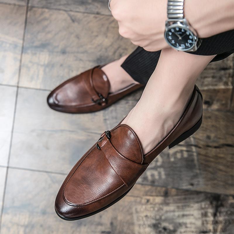 New Korean version trend Doudou shoes large size men's one-pedal leather shoes men's business casual leather shoes men's shoes