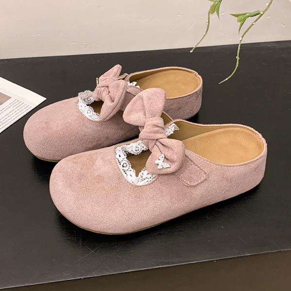 Fashion Loafers Shoes Woman 2025 Female Slippers Cover Toe Butterfly-Knot Increased Internal New Slides Butterfly-knot Increased Interna