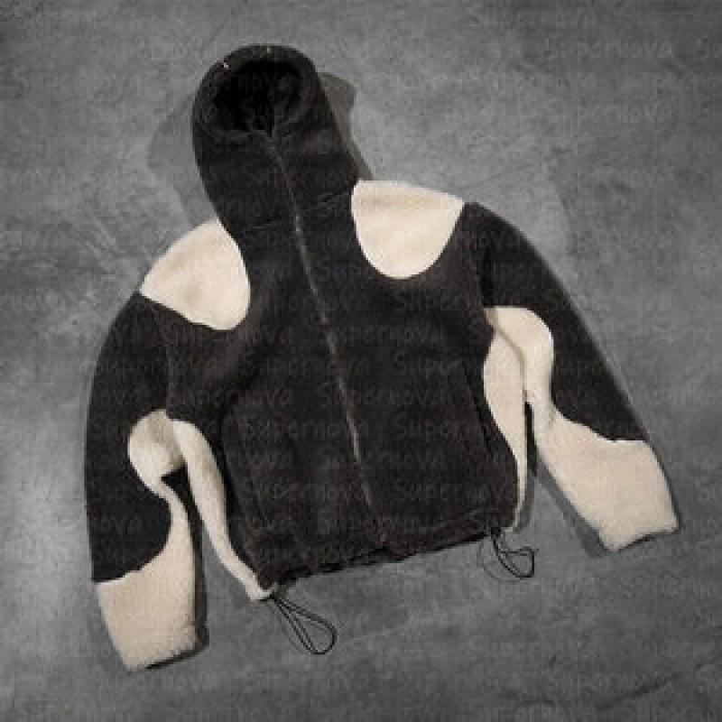 Unisex Streetwear mikina s kapucí na zip s 3D potiskem, patchwork design, volný střih, směs bavlny