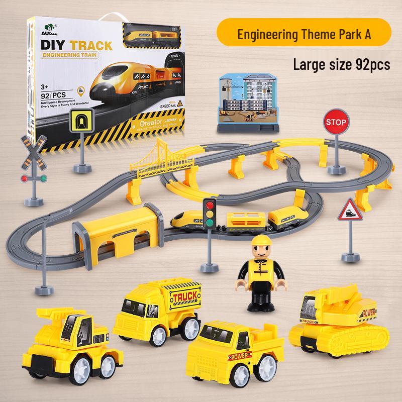DIY Electric Track Car Toy for Boys – Magnetic Train Building Blocks Set