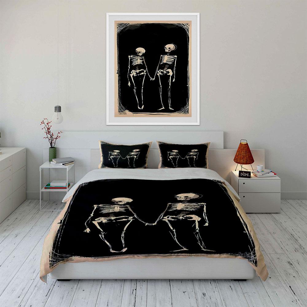Skeletons Holding Hands. Bedding Sets Duvet Cover Sets Duvet Covers Pillowcases(1 * Duvet Cover 2 * Pillowcases Without Duvet Insert)