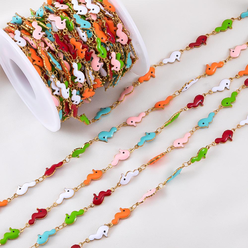 0.5M 1M Stainless Steels Cute Enamel Octopus Gold Chains for DIY Necklaces Making Jewelry Findings Sea Bracelets Anklet Supplies