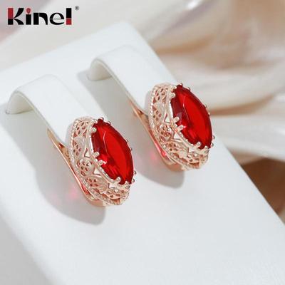 Kinel Horse Eye Zircon Drop Earrings For Women Rose Gold Color Vintage Jewelry