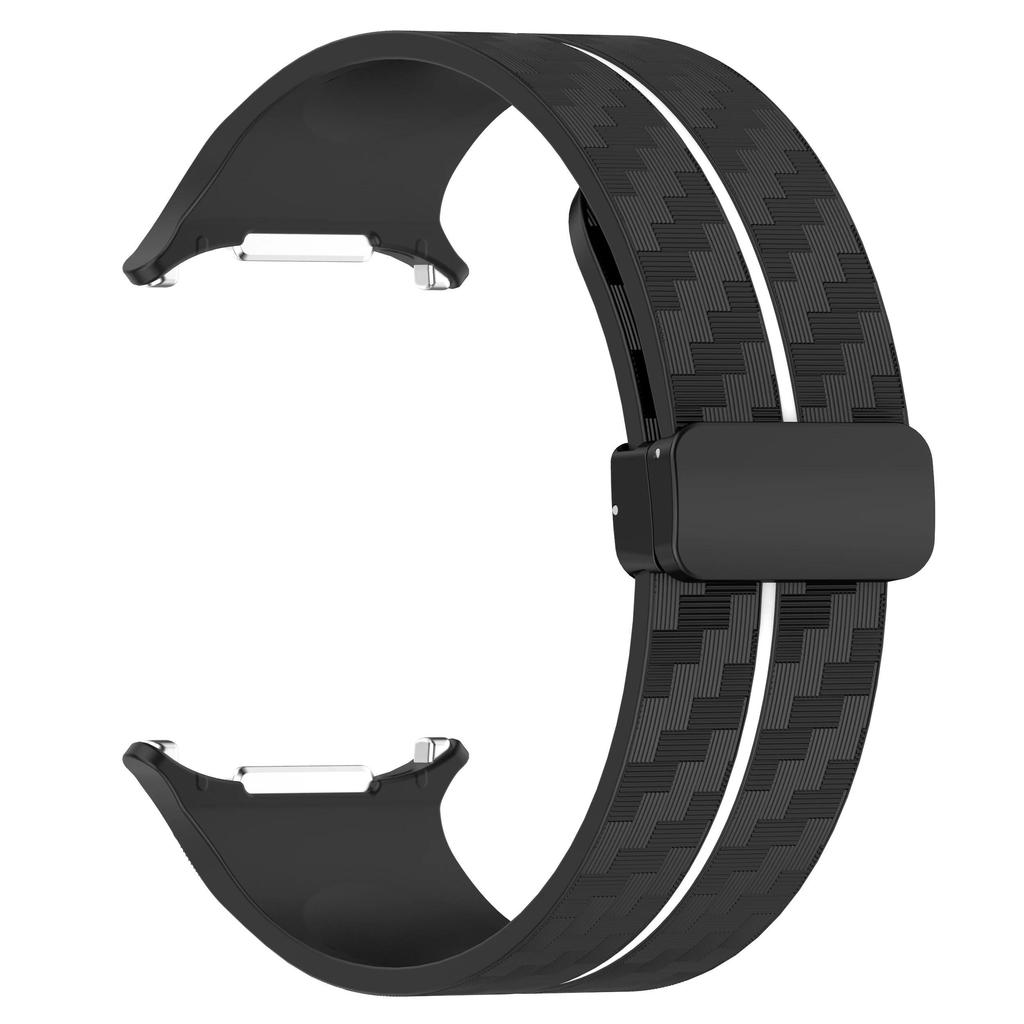 Carbon Fiber Pattern Strap for Samsung Galaxy Watch 7 Ultra 47mm Silicone Magnetic Clasp Band for Galaxy Watch 7 Ultra Bracelet