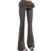 Low Waist Apron Skirt Flared Pants Ice Silk Bell-bottom Trousers Casual Pants for Women  Ladies