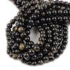 Golden Obsidian Stone Natural Round Beads 15"Strand Smooth Loose Spacer Beads 4/6/8/10/12mm for Jewelry Making DIY Bracelets Accessories