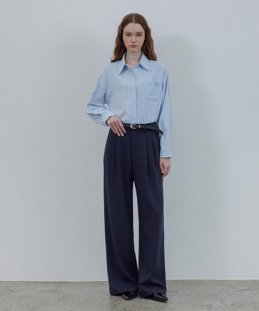 LE STUDIO Signature Autumn Two-Pleat Slacks_Navy