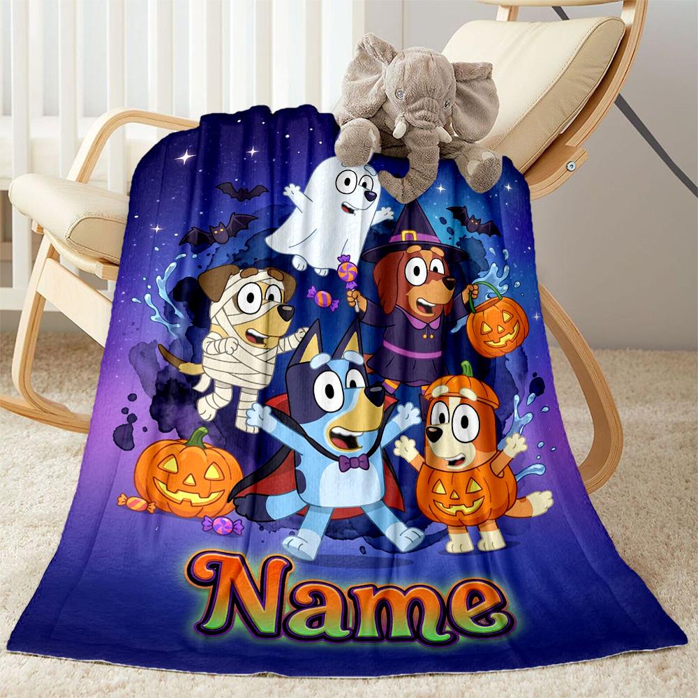 Halloween Night Adventure Personalized Name Blanket Lightweight Personalized Blanket Comfortable Throw For Sofa Bed Bedding Living Room All-Season Use