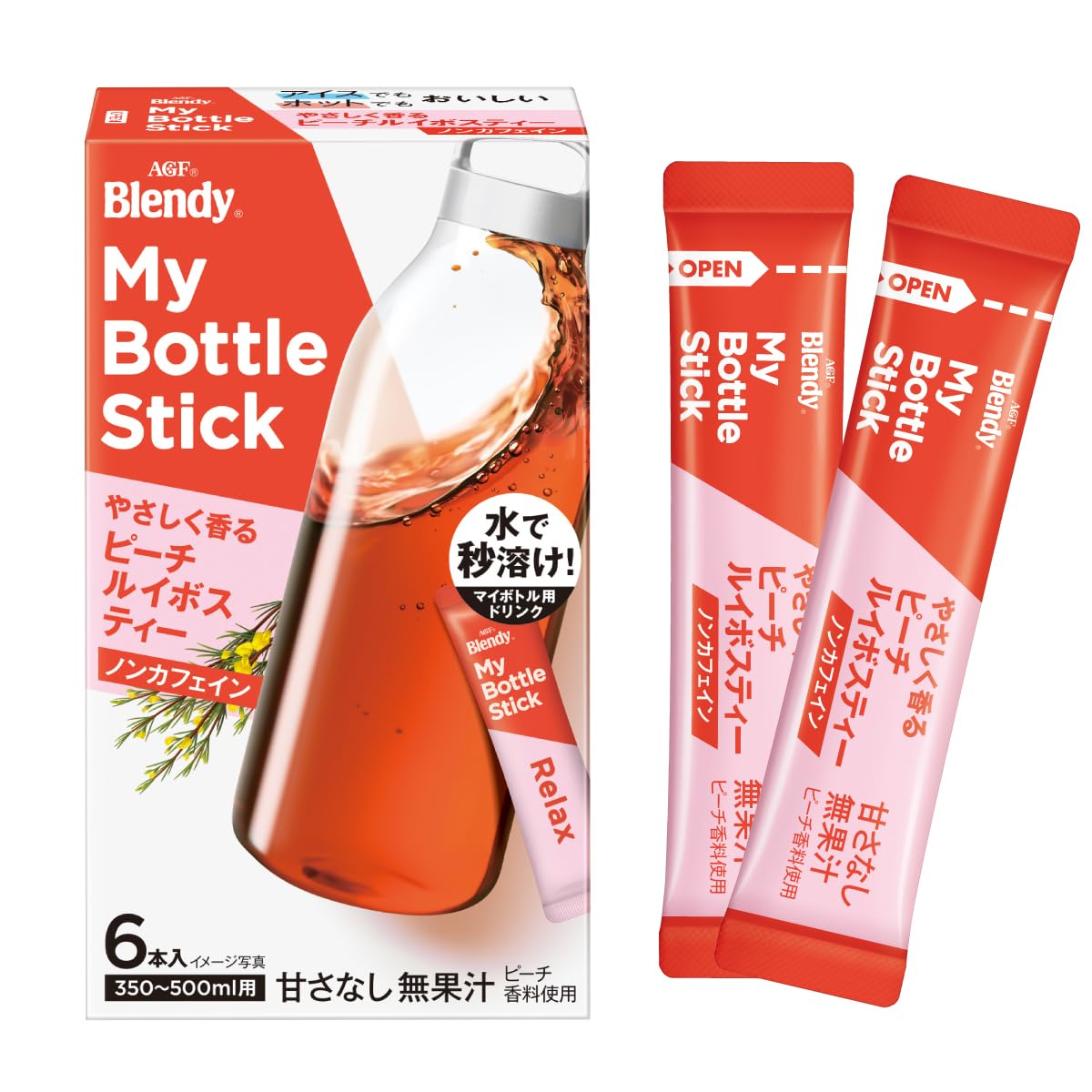 AGF Blendy My Bottle Gently Fragranced Peach Rouge 6 sticks x 3 boxes Water Stick, Tea, [Peach Tea] [Fruit Tea] [For Bottles]