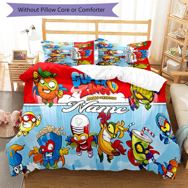 3pcs Custom Name SuperZings Bedding Set Duvet Cover Closure Includes 1 Duvet Cover & 2 Pillowcases for All Seasons Bedroom Decor
