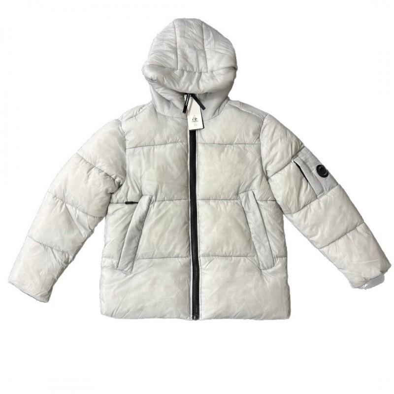 Mens Winter Hooded Stand Collar Quilted Puffer Jacket With Patch Badge Loose Fit Cotton-Filled Warm Coat