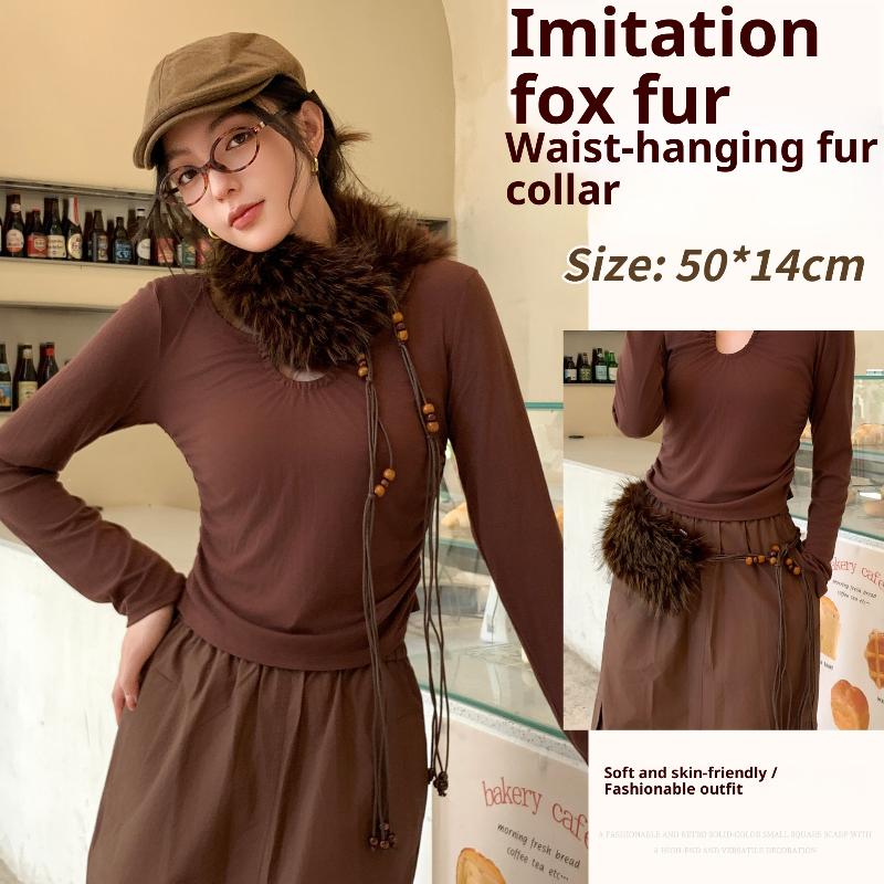 Y2K Leopard Furry Fur Belt Vintage Gothic Imitation Belts Sexy Hiphop Waistband Jeans Pants Decor Belt