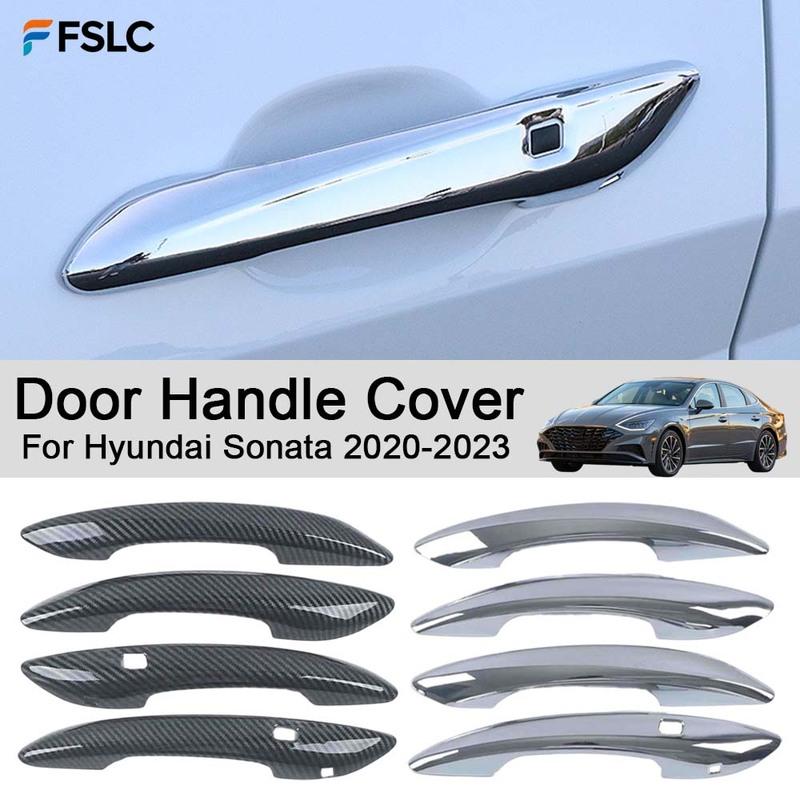 Car Decoration Door Handle Cover For Hyundai Sonata - Carbon Fiber Silver Cars Accessories Styling Upgrade