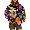Womens Oversized Hooded Sweatshirt 2026 Fall Halloween 3D Print Long Sleeve Loose Fit Flannel Top Casual Wear