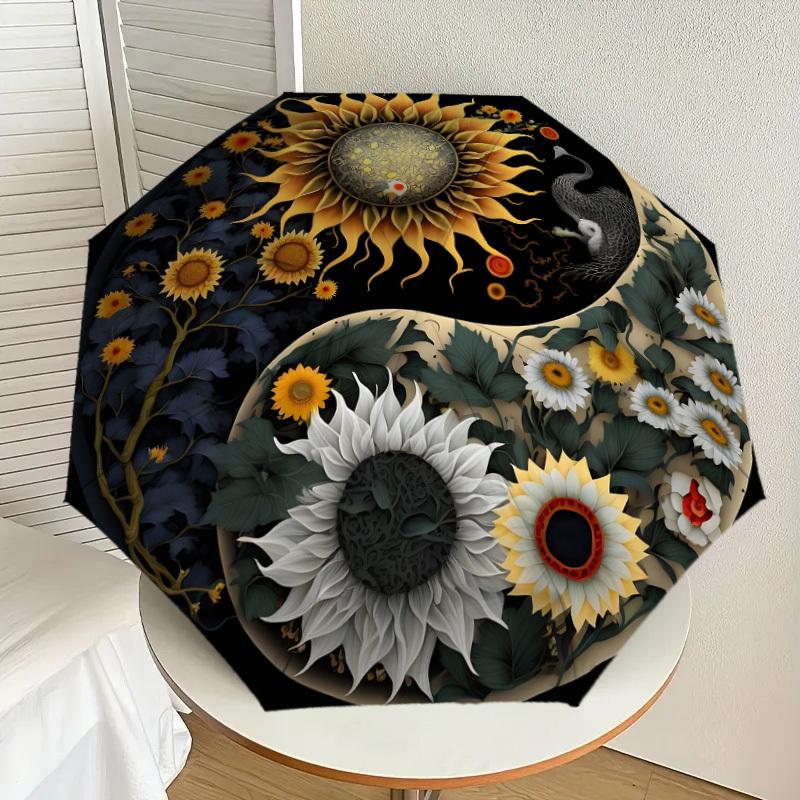 

1pc Yin Yang Floral Harmony Umbrella with Plastic Handle,Suitable for All Seasons Home Travel Outdoor UmbrellaDD996