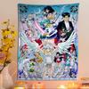 Anime S-Sailor Lovely M-Moon Tapestry Art Printing Japanese Wall Tapestry Anime Wall Hanging Home Decor