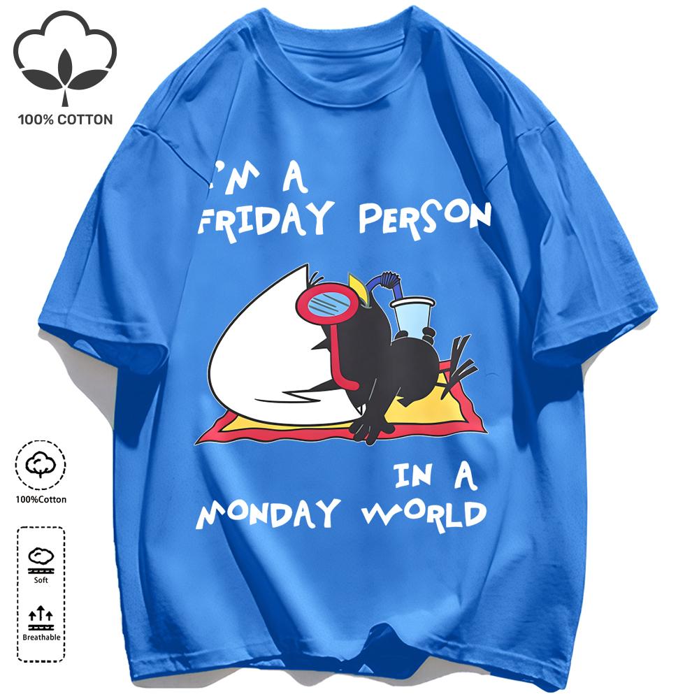 Sleeping In A Monday World Printing Retro Unisex T-Shirts Loose Cotton T Shirt Trendy Summer Tee Unisex Fashion Sports Clothes