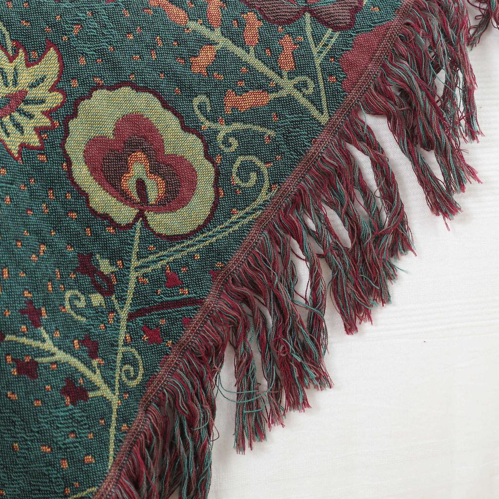 100% Cotton Jacquard Tassel Throw Blanket - Soft Washed Muslin Nap Cover for Office, AC & Cozy Travel