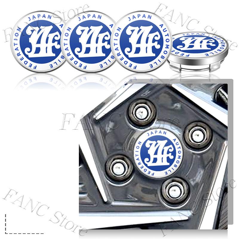 AAZD1 4Pcs 56/60mm JAF Japan Automobile Federation JDM Emblem Car Wheel Center Hub Cap Rim refit  Badge Cover Universal Sticker