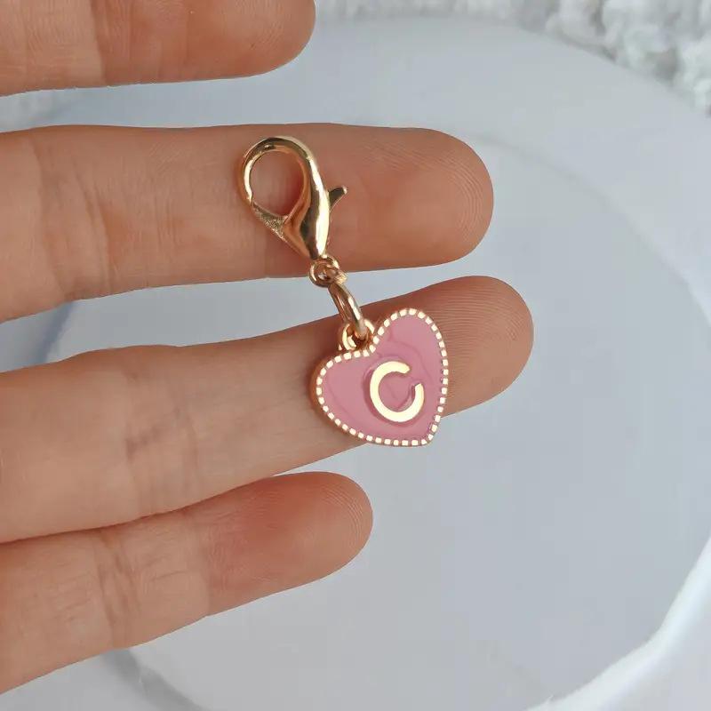 Cute Alphabet 26 Letters Heart Keychain For Bags Earphone Charm Pendants Accessories Gifts With Lobster Buckle