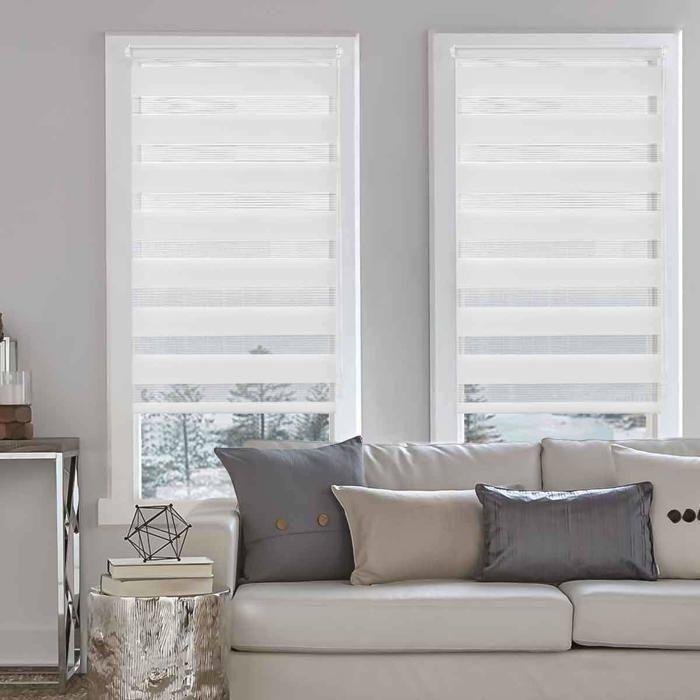 Store enrouleur jour/nuit double tissu blanc 70×150 cm - sans perçage, occultant, protège la vie privée