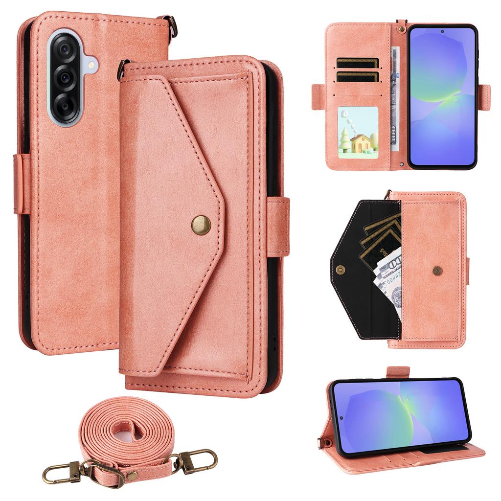 For Samsung Galaxy A36 5G Leather Case Magnetic Closure Wallet Stand Phone Cover with Crossbody Strap