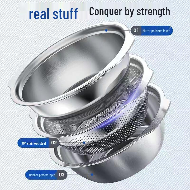 Gaiye Thickened 304 Stainless Steel Kitchen Strainer and Basin Set