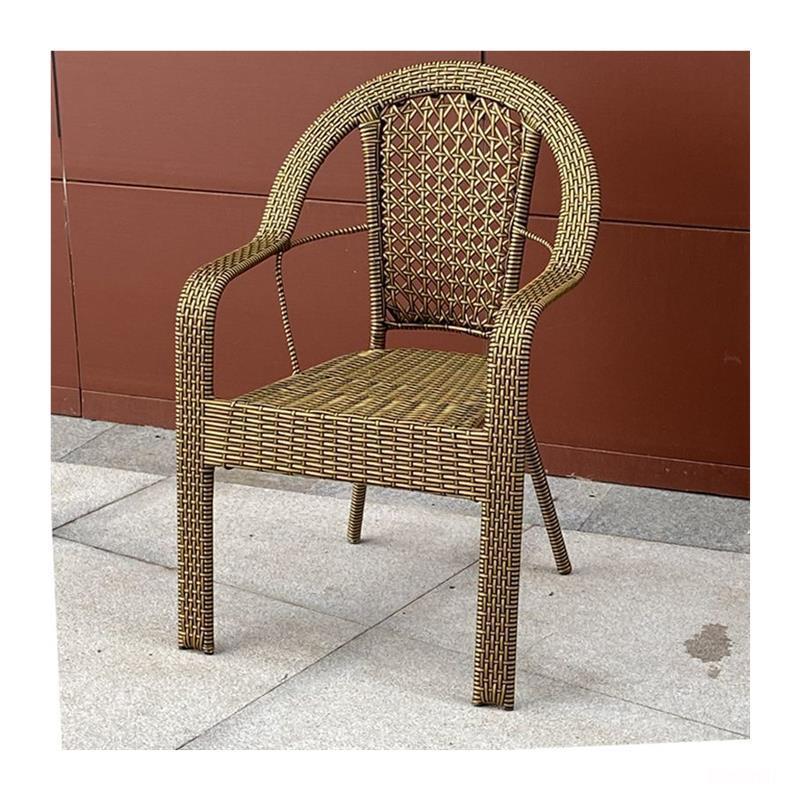 Rattan Woven Outdoor Chair with Armrest and Backrest for Balcony or Garden - Sun Protection and Comfortable Seating for Elderly.
