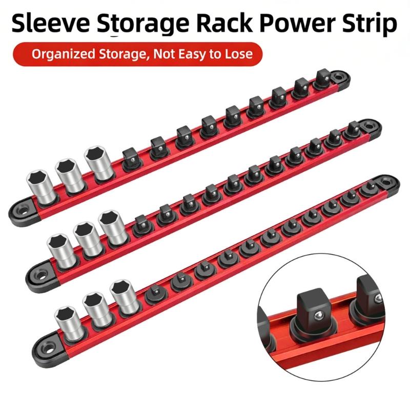 Magnetic Socket Holder Rails With Adjustable Clip For 1/4 3/8 1/2 Inch Sockets Organizer Tool Wall Storage Easy Access