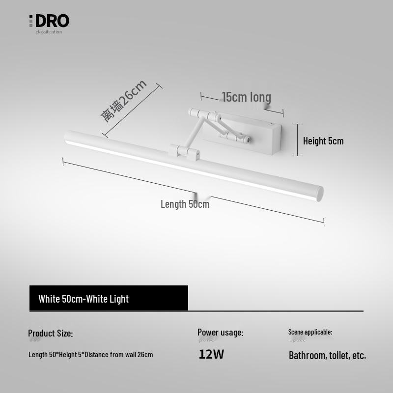 Nordic Minimalist LED Vanity Light: Punch-Free Bathroom Mirror Cabinet with Tricolor Makeup Lighting.
