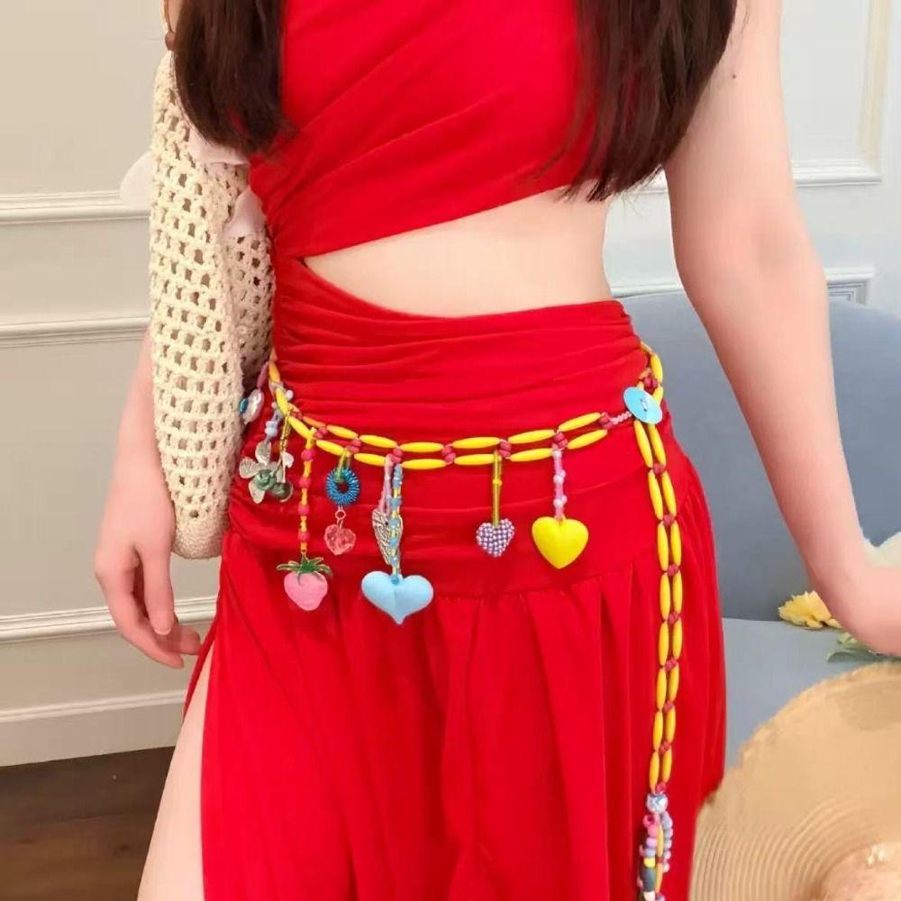 Adjustable Beaded Waist Chain Colorful Beads Body Jewelry New Adjustable Belly Chain Women