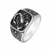 Vintage Scorpion Totem Gold Ring for Men Retro Enamel Inlay Biker Ring with Carved Pattern Stainless Steel Mens Statement Ring F
