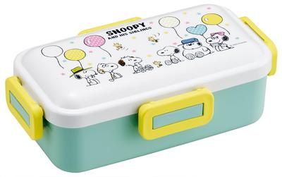 Bento Single Made In Dishwasher and Microwave Snoopy Balloon Box, 530ml, Tier, Japan, Leak-Resistant, 4-Point Lock, Safe, Design, PFLB6AG-A