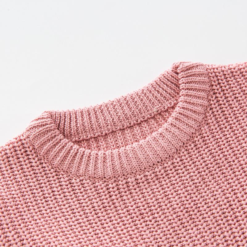 Trendy European & American Girls' Solid Color Knit Sweater - Children's Fashion