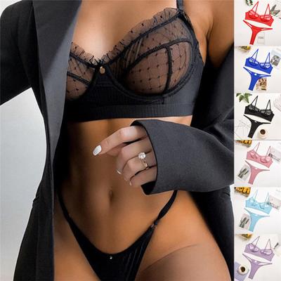 Lingerie EMA en Dentelle et Maille avec Volants et Bretelles Fines pour Femmes