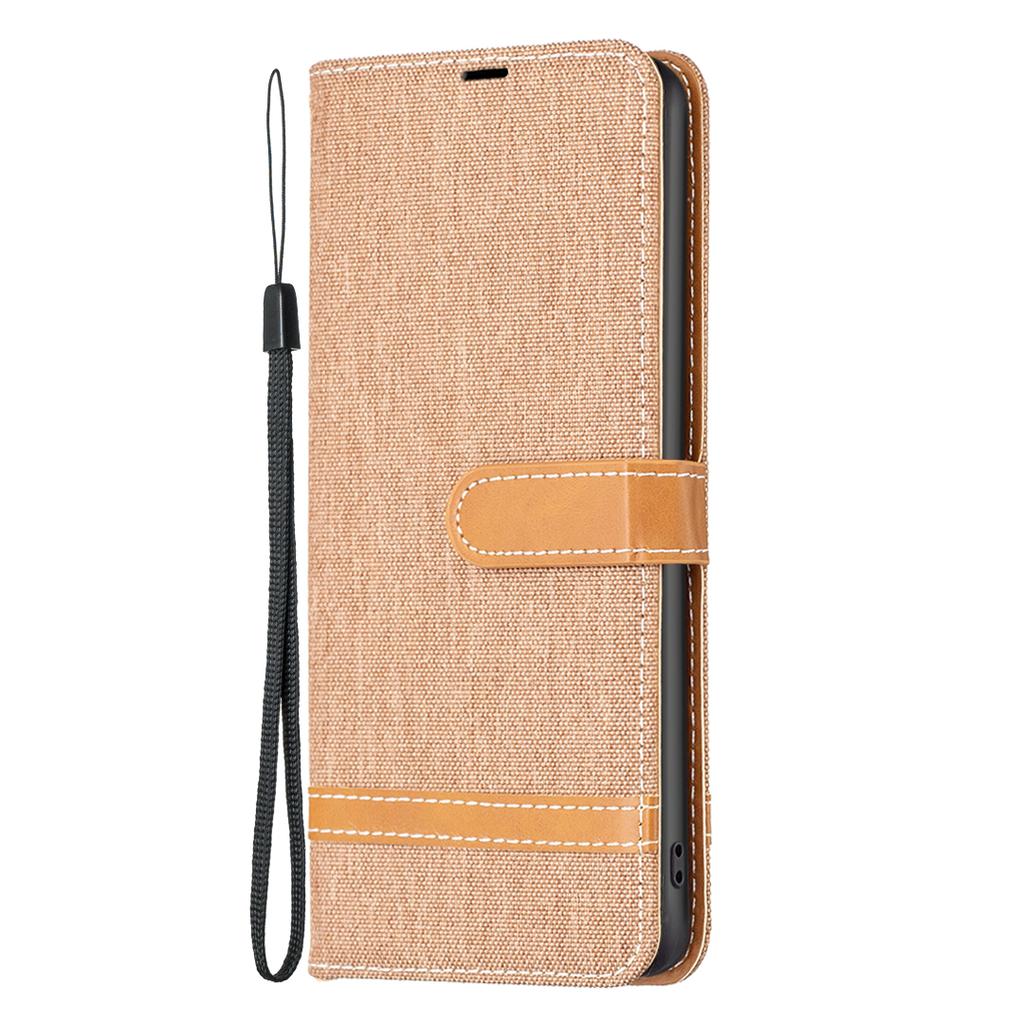For iPhone 16 Leather Wallet Case Jeans Cloth Texture Protective Cover
