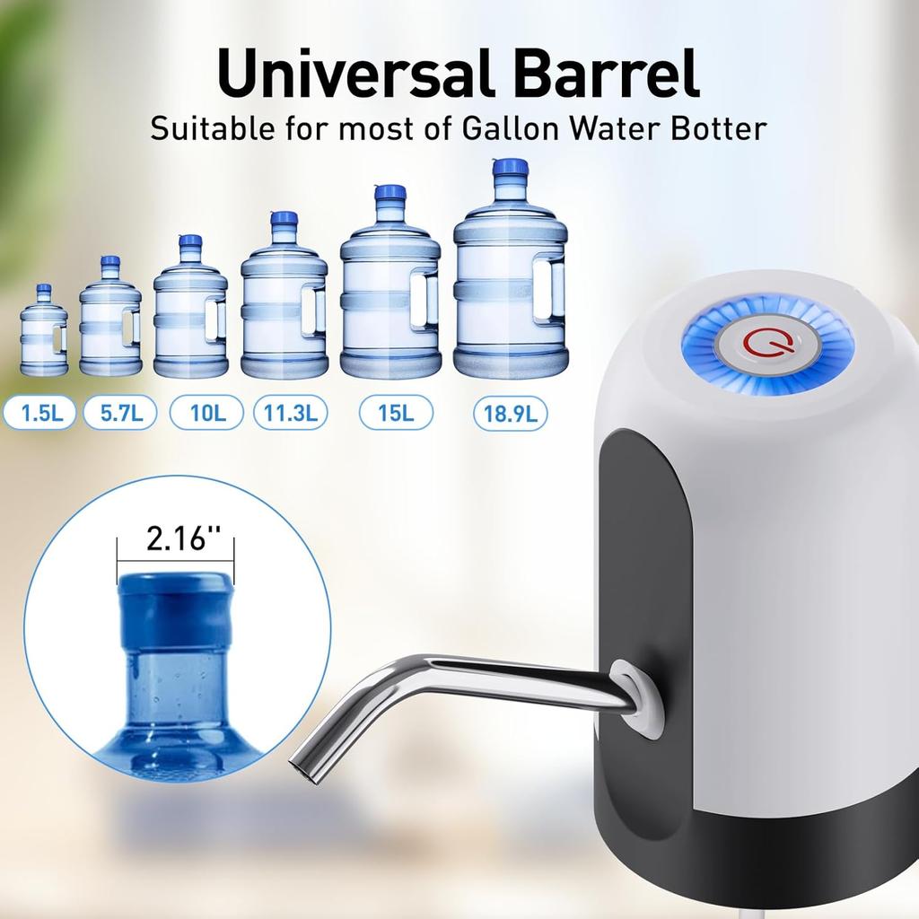 1pcs Water Dispenser, Portable Automatic Water Bottle Pump, USB Charging Electric Water Dispenser Pump, with Silicone Hose and Stainless Steel Nozzle