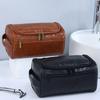 Large-capacity Men's Wash Bag Portable PU Waterproof Makeup Bag Simple Travel Handbag Multi-layer Storage Bag