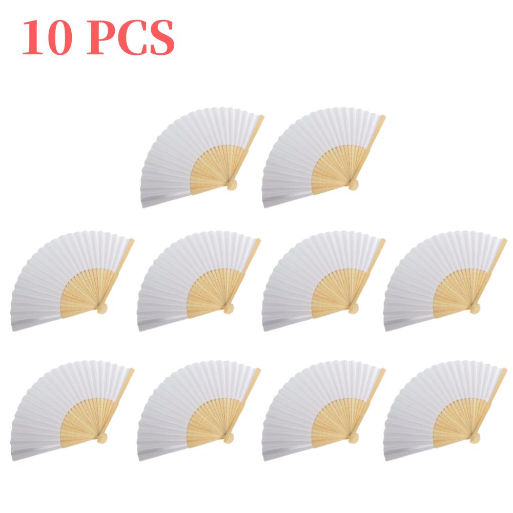 Blank White DIY Paper Decorative Fans Hand Practice Hand Held Fan Portable Hand-painted Elegant Creative for Dance Cosplay Props