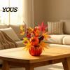 Artificial Pumpkin Centerpiece Fall Centerpiece, Fake Foam with Maple Leaves, Sunflower, Decorative Pumpkins Flowers Berries, Rustic Farmhouse