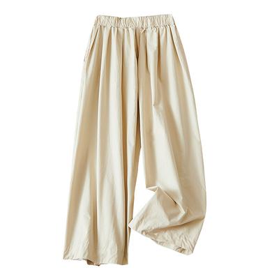 Summer Women's Khaki Straight Loose Pants Hong Kong Style Retro