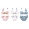 Bra and Panties 6 Types To Choose Embroidered Lace Lace [Shirohato] Non-wired 3-Piece Set, From & One-Tone (E-type, F65)