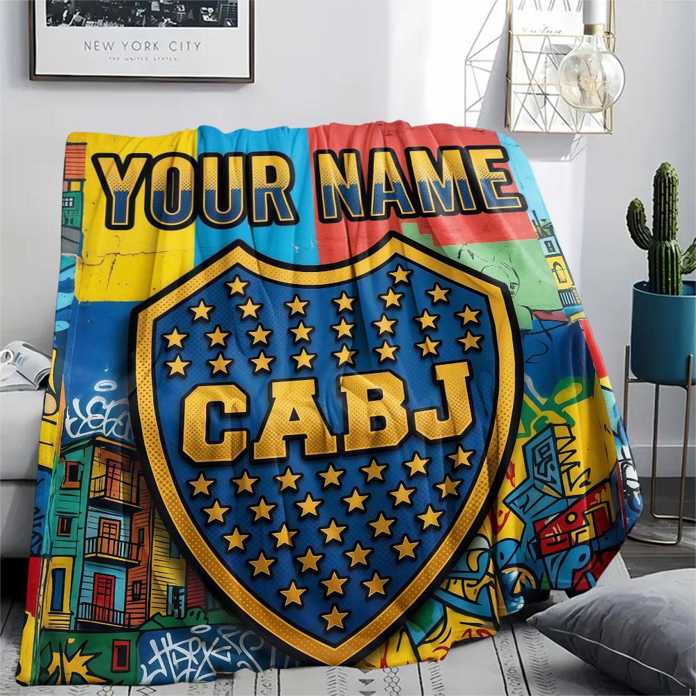Custom Name,Boca Juniors Printed Flannel Blanket, soft throw for bedroom sofa, washable, Christmas present, great gift.