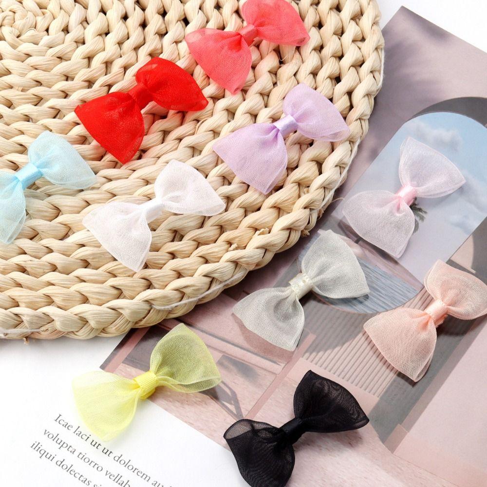 20PCS 2.5*5cm Size Colored Ribbon Bows Gauze Ribbon Sewing Craft Bow  Party Decoration