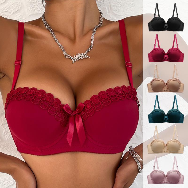 Sutien push-up pentru piept mic pentru femei, lenjerie de corp cu sârmă cu fluture brodat, anti-alunecare, sutien sexy pentru femei la modă