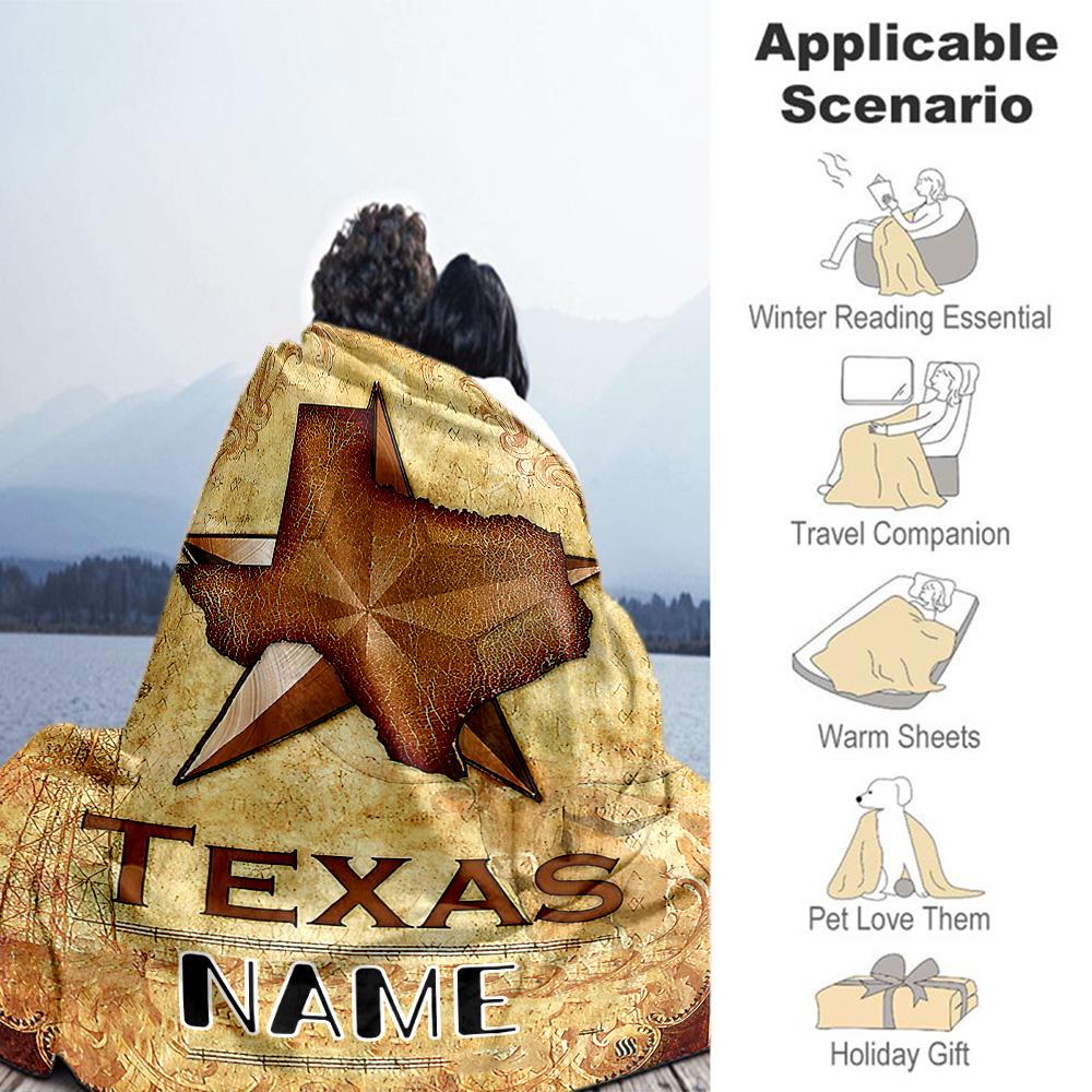 Texas Customize Text Blanket Gift Customizable Blanket Ultra-Soft Versatile for Bed Chair Bedding Nap Ideal for All Seasons