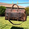 24 Inch Genuine Leather Duffel | Travel Overnight Weekend Leather Bag | Sports Gym Duffel for Men With Leather Toiletry Combo